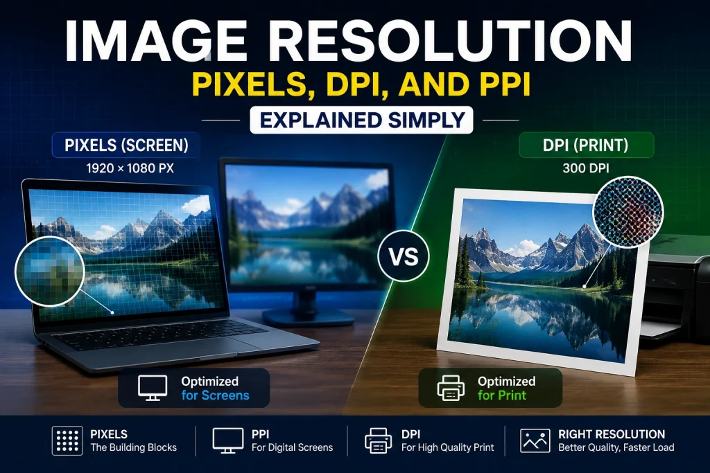 What Is Image Resolution — Pixels, DPI, PPI Explained Simply